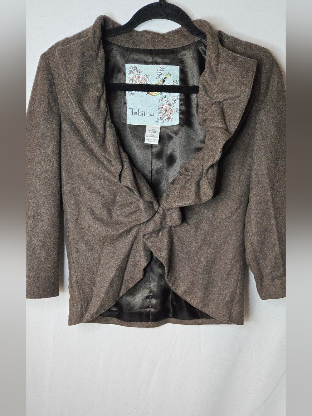 Anthropologie Tabitha  Brown Terrace House Wool Ruffle Blazer Jacket 6
